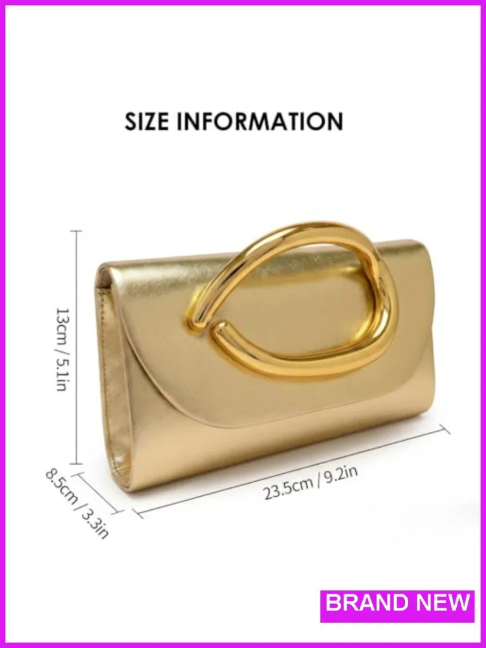 Women Vegan Leather Evening Clutch Purse - Detachable Chain, Magnetic Closure,